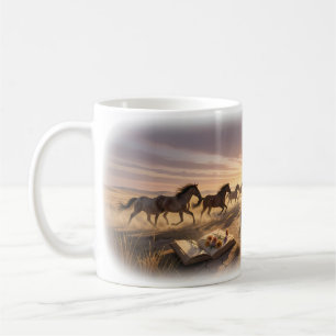 Wild Horses at Sunset Prairie Memory Mug