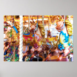 wild horses at the fairground carousel poster