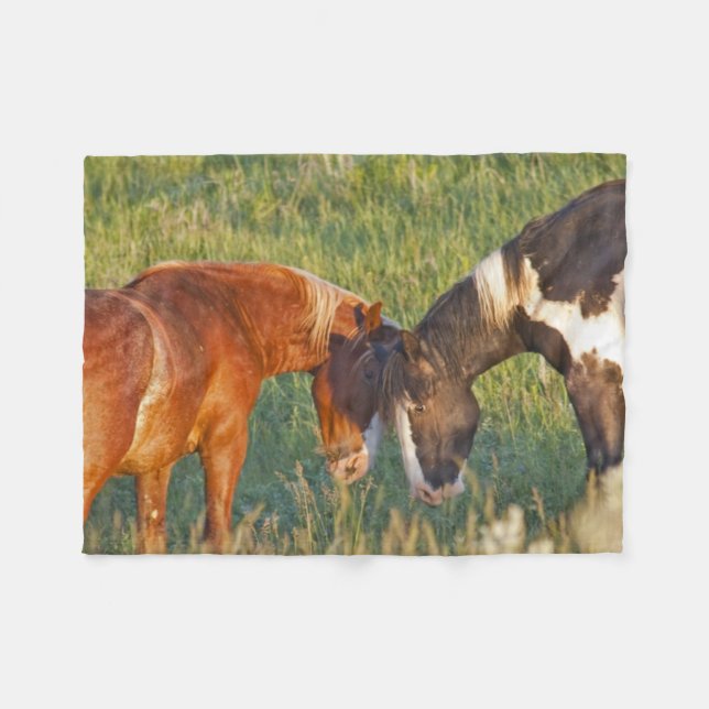 Wild Horses at Theodore Roosevelt National Park Fleece Blanket (Front (Horizontal))