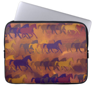 wild horses brown pattern laptop sleeve