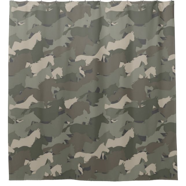 Wild Horses Camouflage Pattern Shower Curtain (Front)
