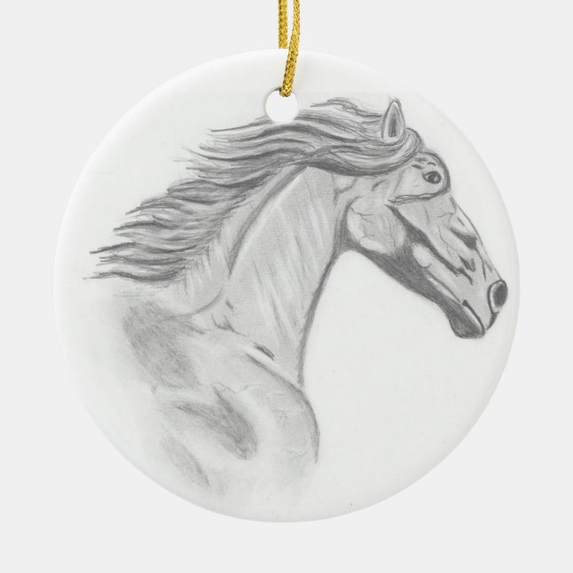 Wild Horses Ceramic Tree Decoration (Front)