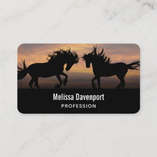Wild Horses Dancing Silhouette  Business Card