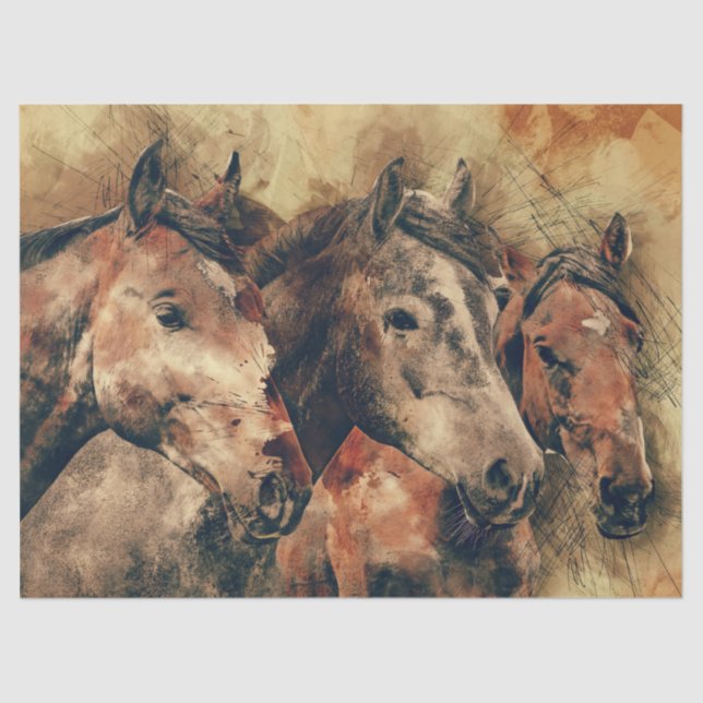 Wild Horses Decoupage 17 x 23 Art Tissue Paper (Front)