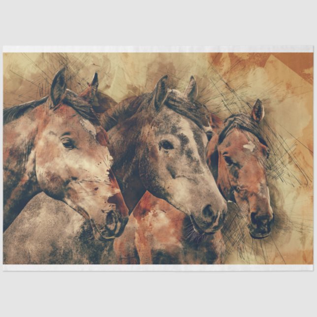 Wild Horses Decoupage Art Tissue Paper (Front)