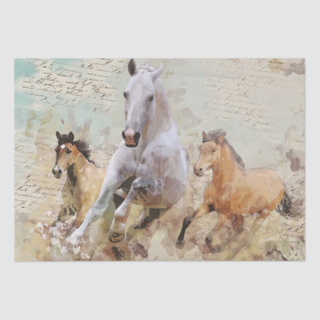 Wild Horses Decoupage Tissue Paper (Front)