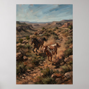 Wild Horses Desert Canyon Poster