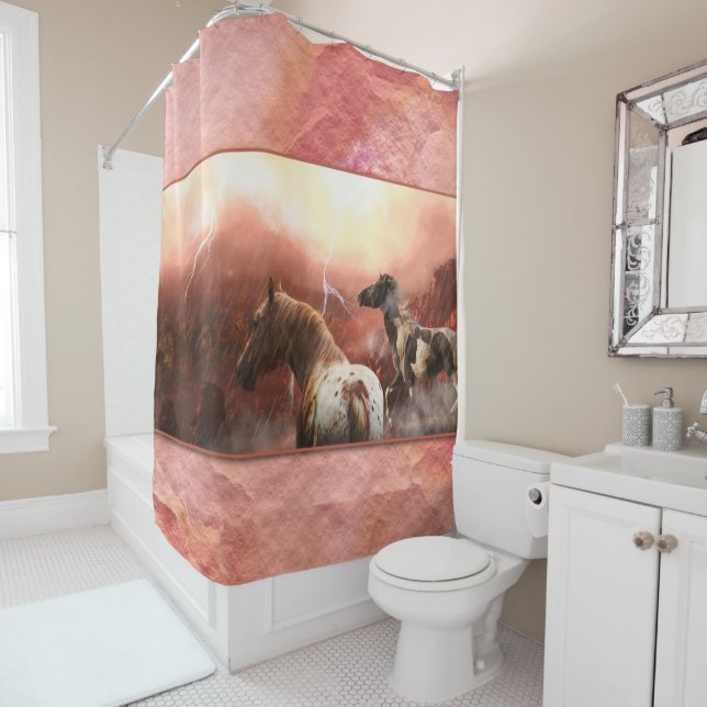 WILD HORSES DESERT STORM SHOWER CURTAIN (In Situ)
