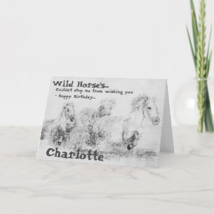 Wild Horses Folding Birthday Card