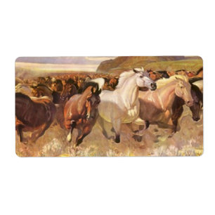Wild Horses Horse Run Stampede Art Address Label