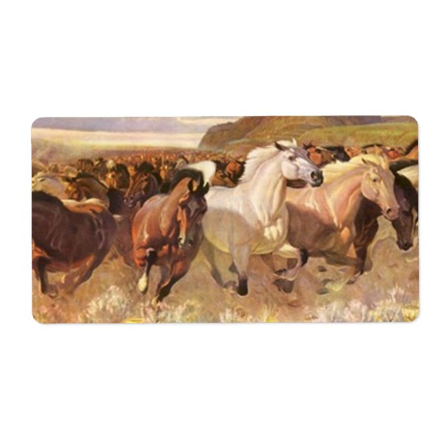 Wild Horses Horse Run Stampede Art Address Label (Front)