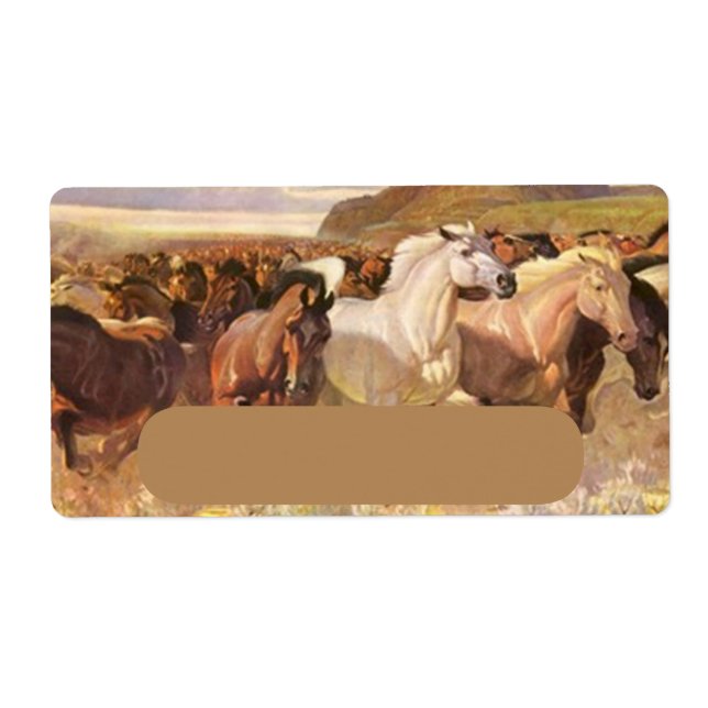 Wild Horses Horse Run Stampede Art Address Label (Front)