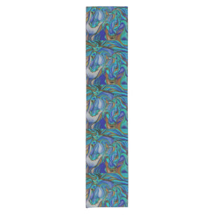 Wild Horses In Brown and Teal Short Table Runner