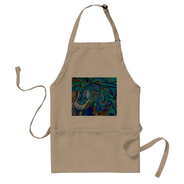 Wild Horses In Brown and Teal Standard Apron (Front)