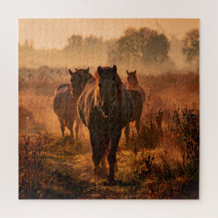 Wild Horses: Intense Gaze Encounter Jigsaw Puzzle