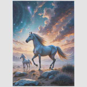 Wild Horses Mare and foal in Desert landscape Tissue Paper