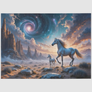 Wild Horses Mare and foal in Desert landscape Tissue Paper