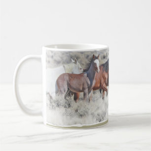 Wild horses moving to water, Mug