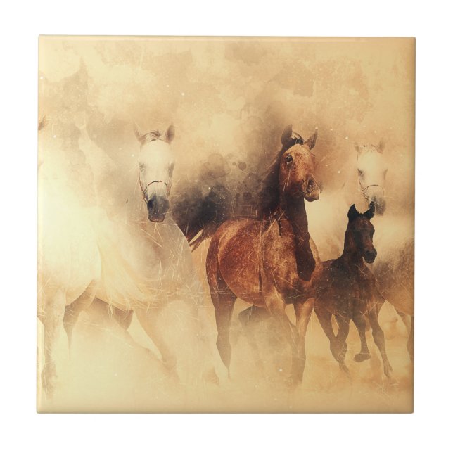 Wild Horses Mustangs Tile (Front)