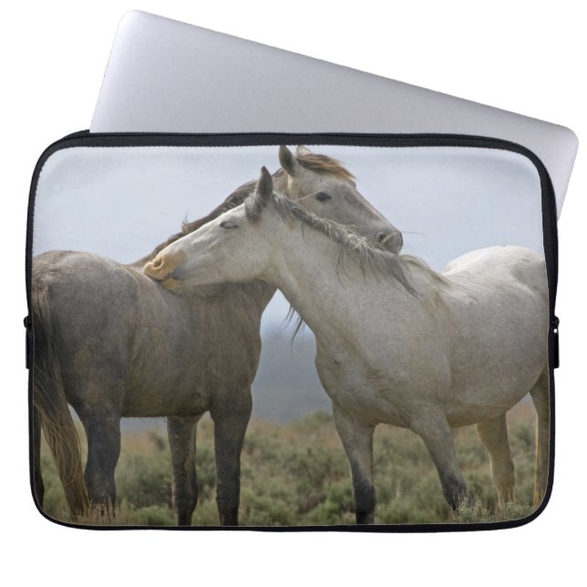 Wild Horses Nuzzling Laptop Sleeve (Front)