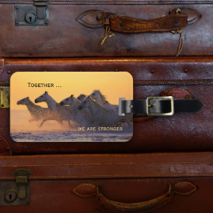 Wild Horses Ocean Sunset Luggage Tag