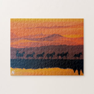 Wild Horses of Montana Painting by Alfred Fox Jigsaw Puzzle