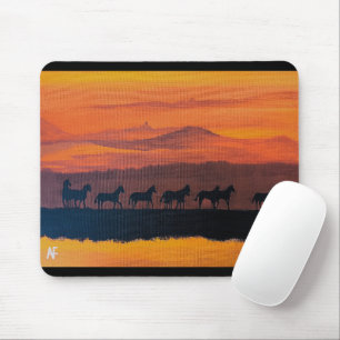 Wild Horses of Montana Painting by Alfred Fox Mouse Mat