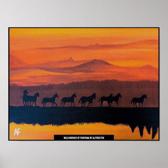 Wild Horses of Montana Painting by Alfred Fox Poster (Front)