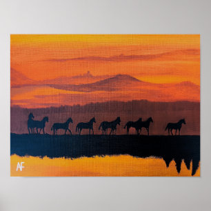 Wild Horses of Montana Painting by Alfred Fox Poster