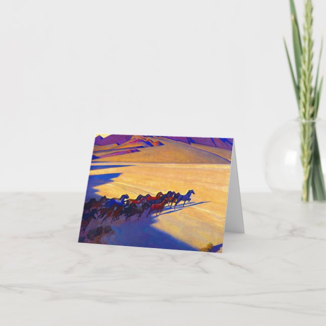 Wild Horses of Nevada, 1927 by Maynard Dixon Thank You Card (Front)