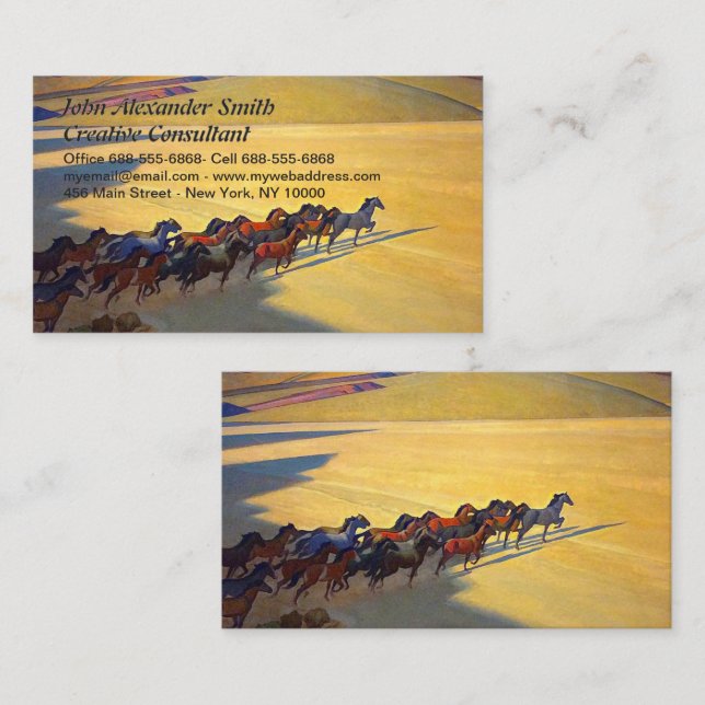 Wild Horses of Nevada by Maynard Dixon Business Card (Front/Back)