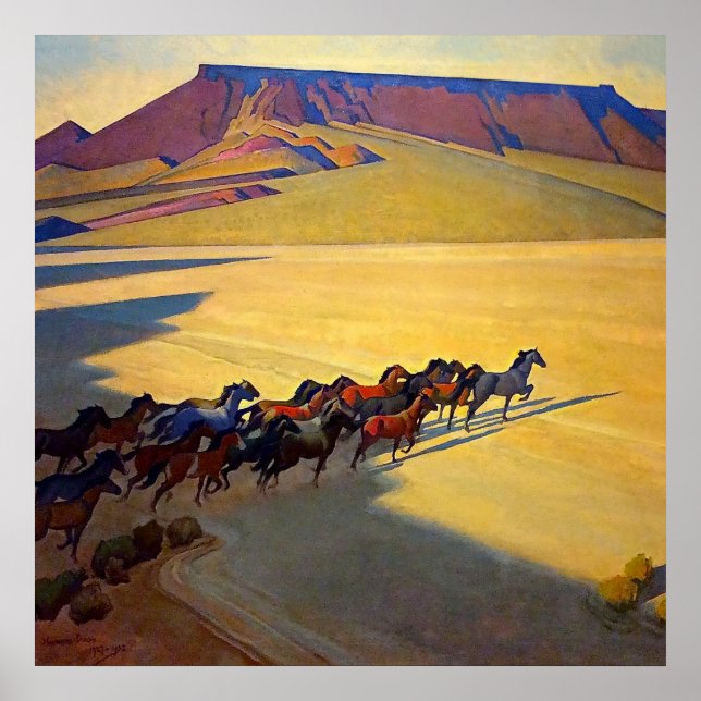 “Wild Horses of Nevada” by Maynard Dixon Poster (Front)
