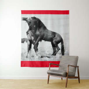 WILD HORSES OF UTAH FIGHTING STALLIONS TAPESTRY