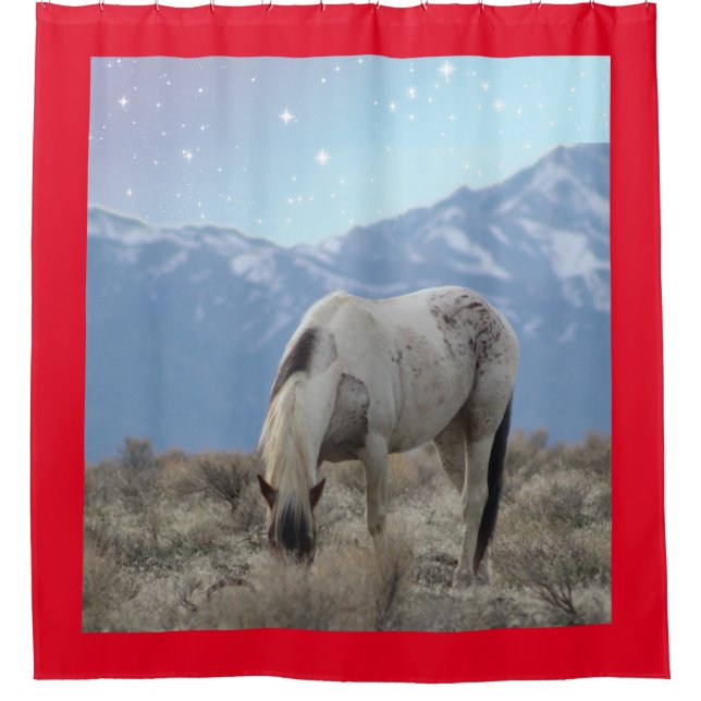 WILD HORSES OF UTAH GRAZING PINTO SHOWER Curtain (Front)