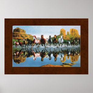 Wild Horses on Leather Poster