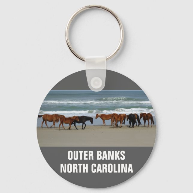 Wild Horses Outer Banks NC Key Ring (Front)