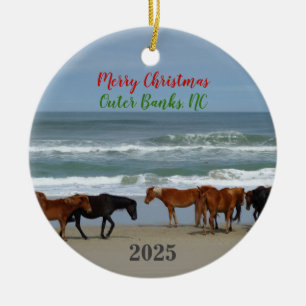 Wild Horses Outer Banks OBX 2025 Christmas Ceramic Ceramic Tree Decoration