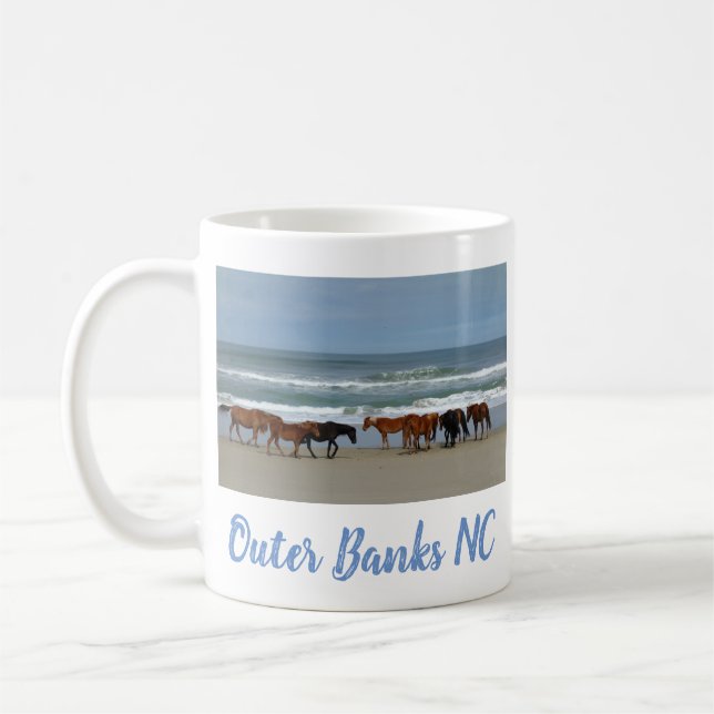Wild Horses Outer Banks OBX Corolla NC Coffee Mug (Left)