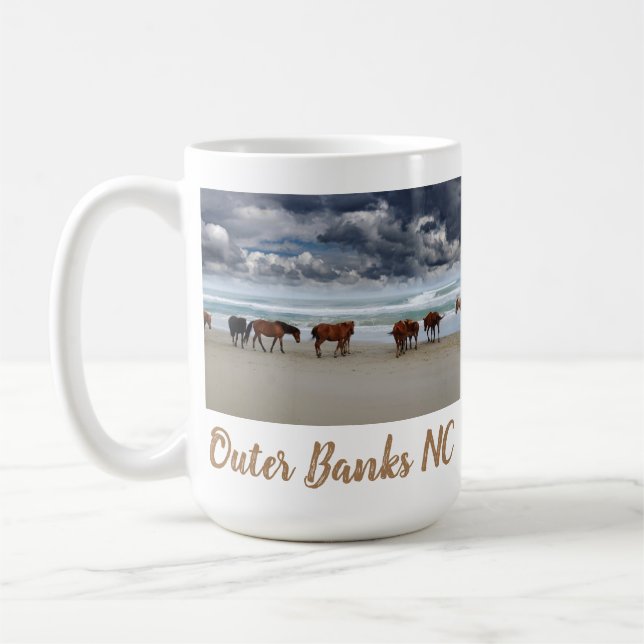 Wild Horses Outer Banks OBX NC Corolla Coffee Mug (Left)