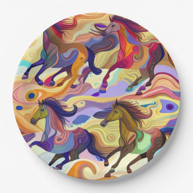 Wild Horses Paper Plate (Front)