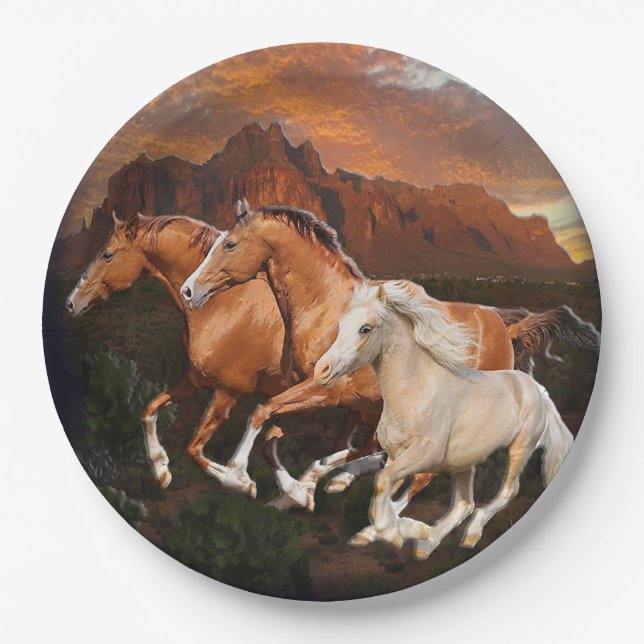 Wild Horses Paper Plate (Front)
