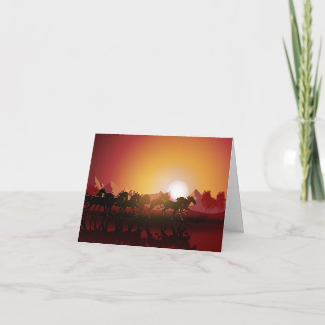 Wild Horses Papercut Note Card (Front)