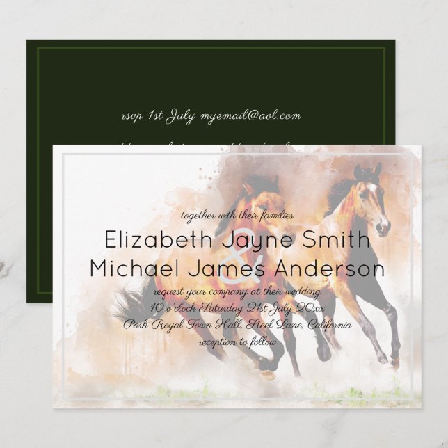 Wild Horses Ranch Wedding Invitations (Front/Back)