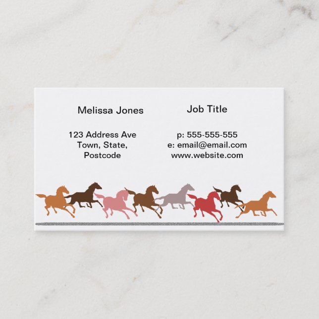 Wild horses running business card (Front)