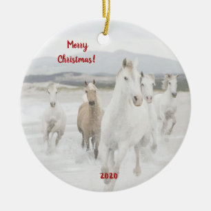 Wild Horses Running Christmas Ornament