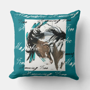 Wild horses Running Free Horse Pillow by Bihrle