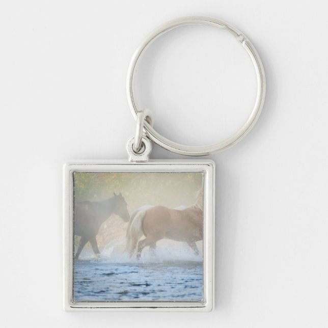 Wild horses running through water key ring (Front)
