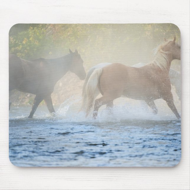 Wild horses running through water mouse mat (Front)