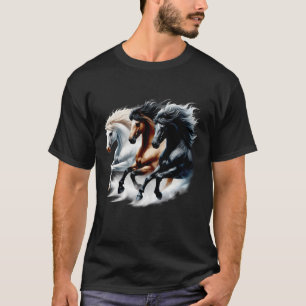 Wild Horses Running Together With Flowing Manes Po T-Shirt