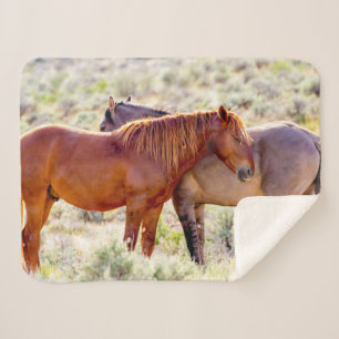 Wild Horses Sherpa Blanket